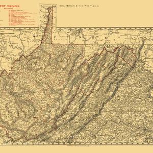 Railroad Map - West Virginia Railroads - Rand McNally 1898 - 23 x 32.51 - Vintage Wall Art Clearance Online Official Site
