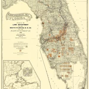Railroad Map - South Florida Railroad Co - Matthews 1888 - 23 x 32.00 - Vintage Wall Art Discount Best