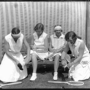 'South African lawn tennis players in bare legs' Greetings Card Clearance Fake