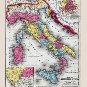 Historic Map - Ancient Italy - Mitchell 1844 - 23 x 27.87 - Vintage Wall Art Free Shipping Perfect