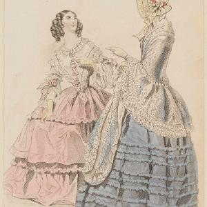 'Evening and walking dresses', August 1844 Greetings Card Store With Big Discount