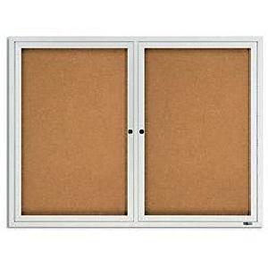 Quartet Anodized Aluminum Frame Enclosed Bulletin Board, 36"H x 48"W, 2 Doors For Sale Top Quality