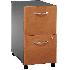 Bush Business Furniture Outlet Components Collection 2 Drawer Mobile Pedestal, 28 1/8"H x 15 3/4"W x 20 3/8"D, Natural Cherry Outlet Finishline