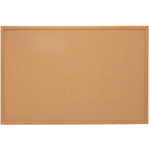 (Scratch & Dent) Quartet Natural Cork Bulletin Board With Oak Frame, 48" x 36" Item # 403508 Pictures For Sale