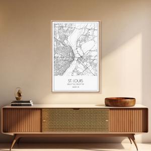 St Louis Street Map, Missouri Map, City Map Print, Modern Wall Art, Wall Art, Canvas Print, Dorm Room Dcor, Travel Lover Gift, Travel Art Cheap Low Shipping