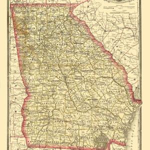 Railroad Map - Georgia Railroad - Cram 1883 - 23 x 29.97 - Vintage Wall Art Shop For Online