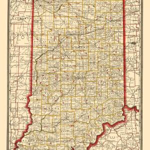 Railroad Map - Indiana Railroads - Cram 1888 - 23 x 31.13 - Vintage Wall Art Cheap Sale Looking For