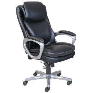 Serta Smart Layers Arlington AIR Bonded Leather High-Back Executive Chair, Black/Silver, Outlet The Cheapest For Sale