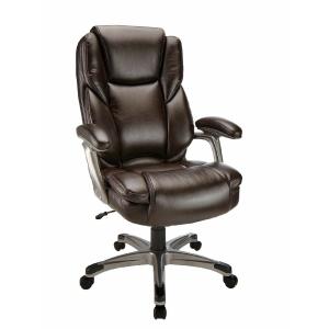 Realspace Outlet Cressfield Bonded Leather High-Back Executive Chair, Brown/Silver Buy Cheap Tumblr