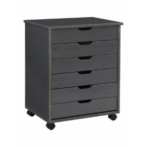 Linon Home Decor Products Casimer 6-Drawer Wide Rolling Home Office Storage Cart, Grey Outlet Extremely