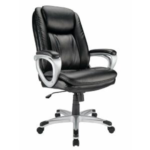 Realspace Treswell Bonded Leather High-Back Executive Chair, Black/Silver Latest Collections Online