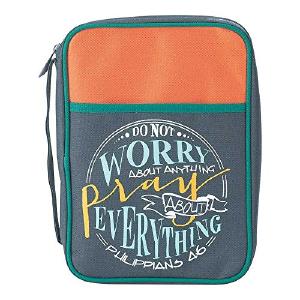 Don't Worry Philippians 4:6 Reinforced Canvas 8.5 x 11 Bible Cover Case with Handle Collections Cheap Pice