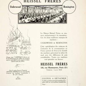 1926 Ad Heissel Freres Typewriter Underwood Remington 165 Rue Montmartre VEN4 Finishline Cheap Online