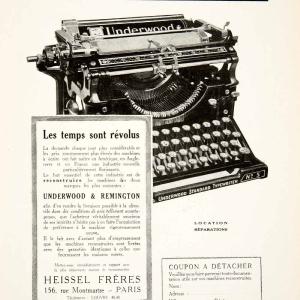 1926 Ad Heissel Freres Typewriter Underwood Remingtom 156 Rue Montmartre VEN4 New Arrival Cheap Pice
