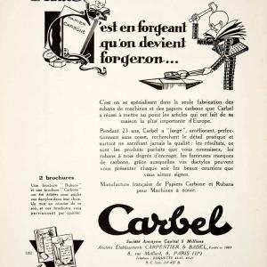 1926 Ad Carbel Carpentier Badel Carbon Paper Typewriter Ribbon 8 Rue VEN4 Shop For Online