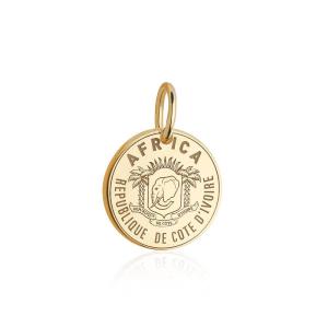 Cote d'Ivoire Passport Stamp Charm Solid Gold Cheap Best Sale