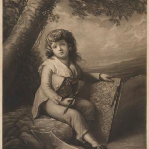 A boy holding a porte-crayon and a portfolio (Unknown sitter) Portrait Print Wide Range Of Online