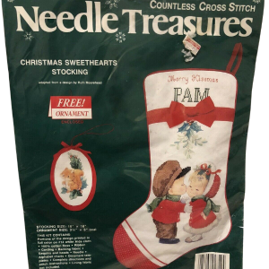 80s Needle Treasures Christmas Sweethearts Stocking (1989) Countless Cross Stitch Ruth Moorehead by Ruth Moorehead Cheap Best Sale