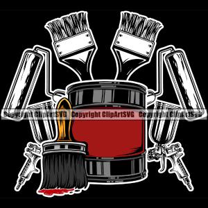 Painting Renovation Paint Equipment Color Black Background Design Element House Home Improvement Wall Room Painter Repair Renovating Service Work Worker Painter DIY Art Logo Clipart SVG Buy Cheap Clearance Store
