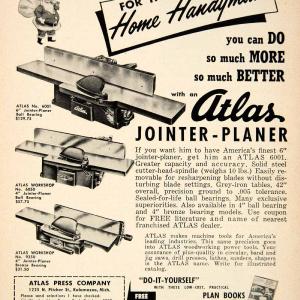 1953 Ad Atlas No 6001 Jointer-Planer Machine Power Tools Hardware Christmas PSC3 Cheap Best Store To Get