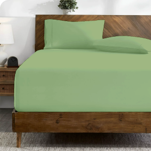 Sage Fitted Sheet and Pillowcase Bliss Sateen Solid For Sale Free Shipping