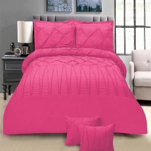8 Pcs Pintuck & Cross Pleated Duvet Set - Fuschia For Sale Official Site