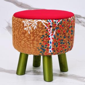 Printed Wooden stool round shape-1124 Discount Get To Buy