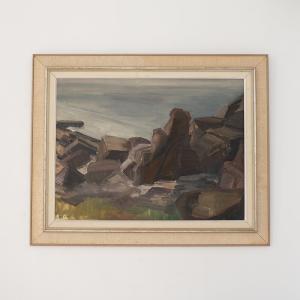 "Rocky Shoreline" Vintage Painting Enjoy Online