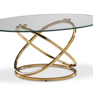 Axis 48" Coffee Table - Glass and Gold Best Place
