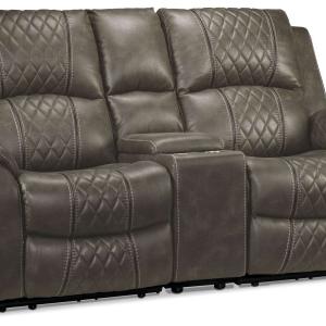 Wesley Dual Power Reclining Loveseat with Console - Granite Clearance Store Cheap Online