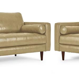 Bari Leather Sofa and Loveseat Set - Stone Sale Release Dates