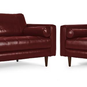 Bari Leather Sofa and Loveseat Set - Fire Outlet Fashionable