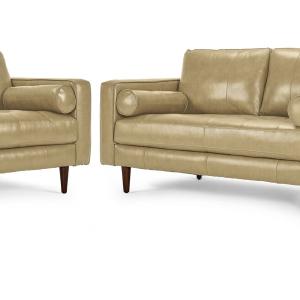 Bari Leather Sofa, Loveseat and Chair Set - Stone Outlet Nicekicks