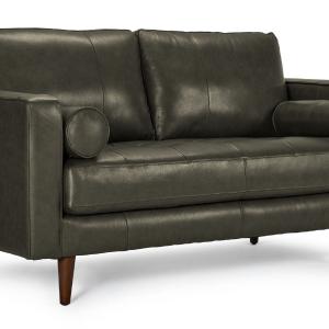 Bari Leather Loveseat - Charcoal High Quality Buy Online