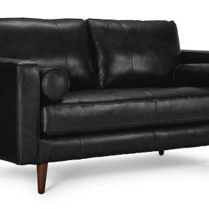 Bari Leather Loveseat - Black Free Shipping