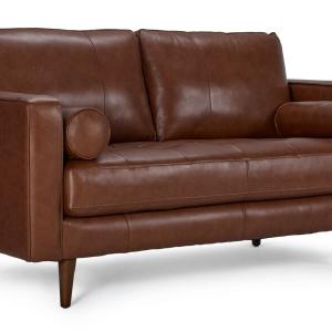 Bari Leather Loveseat - Cobblestone Original Cheap Pice