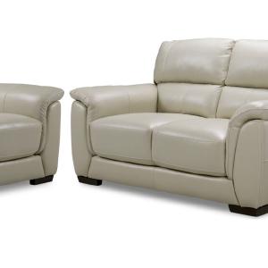 Avalon Leather Sofa, Loveseat and Chair Set - Oyster Grey Cream Buy Cheap Largest Supplier