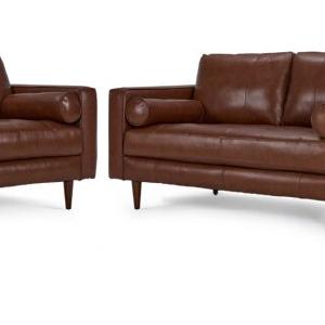 Bari Leather Sofa, Loveseat and Chair Set - Cobblestone New Styles Cheap Pice