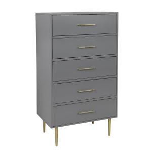 Valerie Glam 5 Drawer Chest - Dark Grey Genuine For Sale