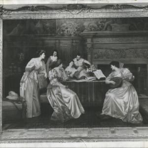 1954 Press Photo Painting by G. Zocchi "The Rehearsal" On Display In Chicago Clearance Factory Outlet