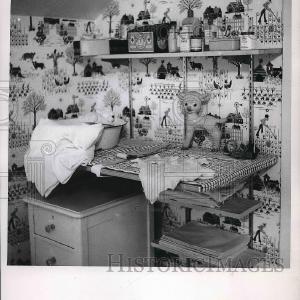 1954 Press Photo Wall Hung Unit of Shelving for Nursery Fashionable Cheap Online