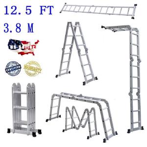 staircase Aluminum Folding extension Ladder Silver Household step Place ft new multi platform Clearance For Nice
