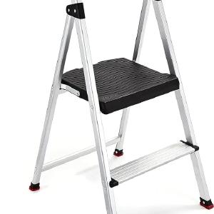 Stair Heavy Duty Step Stool Two-Step RMA-2 2-Step Lightweight Aluminum Step Stool with Project Top Anti-Slip Step Ladder 225 lb Capacity Silver Finish Clearance Affordable