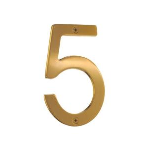 Address Number Villa for House Number 5 Brushed Brass 4-3/4 Inch Sale Cheap Pice