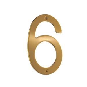 Address Number Villa for House Number 6 Brushed Brass 4-3/4 Inch Free Shipping Limited Edition