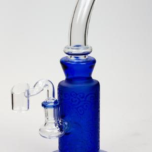 10"  2-in-1 Blue sandblast graphic bubbler Outlet Great Deals