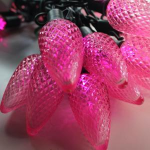 25-light C9 Pink LED Christmas Lights, 8" Spacing Green Wire Outlet Amazon