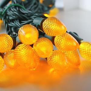 25-light C7 Yellow LED Christmas Lights, 8" Spacing Green Wire Pay With Paypal For Sale