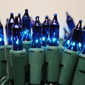 100-bulb Blue Mini Lights, 6" Spacing, Green Wire Cheapest Sale Online