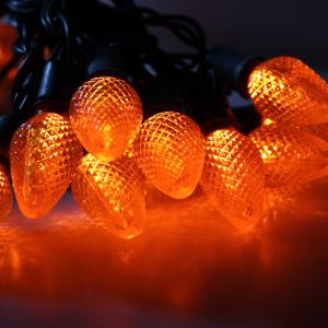 25-light C7 Orange LED Christmas Lights, 8" Spacing Green Wire Free Shipping Big Sale